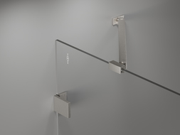 Paravent de bain 2 volets gauche 120 x 150 cm, transparent, nickel brossé - 897-120-100-97-00-L