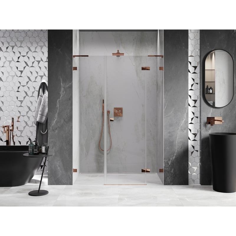 Mexen Lunar L porte de douche pivotante droite 135 cm, transparent, or rose - 834SL-135-050-60-00-P