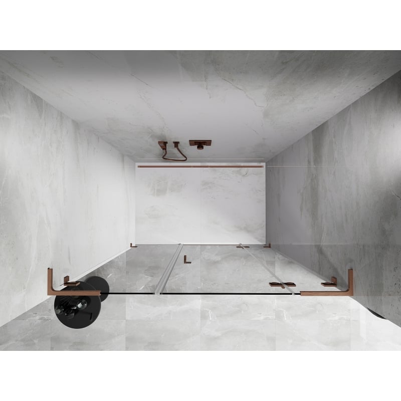 Mexen Lunar L porte de douche pivotante droite 120 cm, transparent, cuivre brossé - 834SL-120-050-65-00-P
