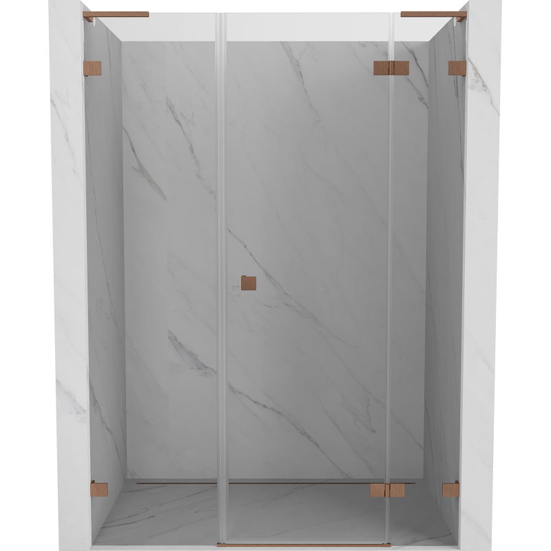 Mexen Lunar L porte de douche pivotante droite 155 cm, transparent, cuivre brossé - 834SL-155-050-65-00-P