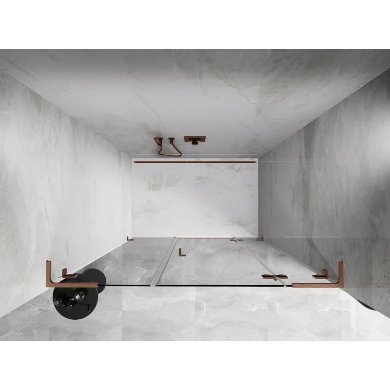 Mexen Lunar L porte de douche pivotante droite 155 cm, transparente, cuivre brossé - 834SL-155-050-65-00-P
