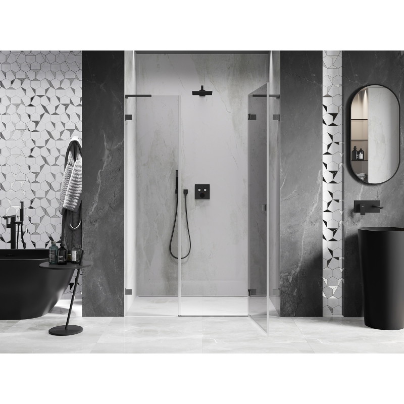 Mexen Lunar L porte de douche pivotante droite 140 cm, transparent, gun gray brossé - 834SL-140-050-66-00-P