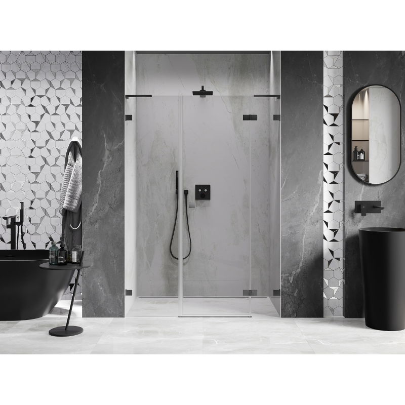 Mexen Lunar L porte de douche pivotante droite 140 cm, transparent, gris pistolet brossé - 834SL-140-050-66-00-P