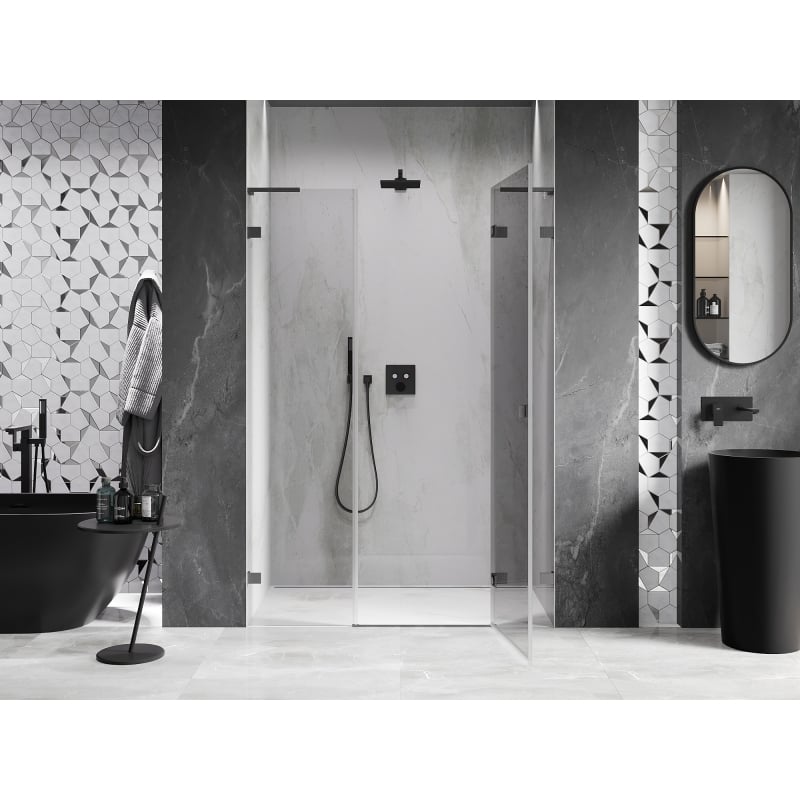 Mexen Lunar L porte de douche pivotante droite 150 cm, transparent, gris canon brossé - 834SL-150-050-66-00-P