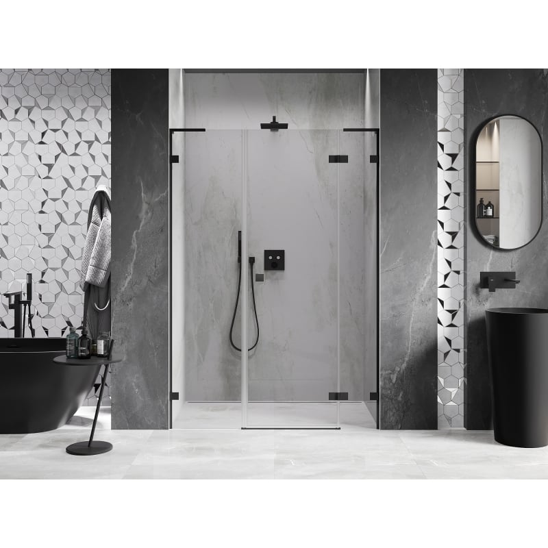 Mexen Lunar L porte de douche battante droite 125 cm, transparent, noir - 834SL-125-050-70-00-P