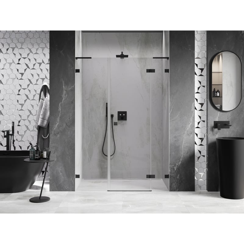 Mexen Lunar L porte de douche pivotante droite 130 cm, transparent, noir - 834SL-130-050-70-00-P