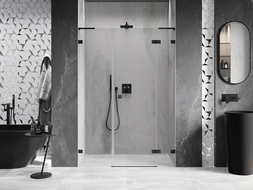 Mexen Lunar L porte de douche pivotante droite 130 cm, transparent, noir - 834SL-130-050-70-00-P