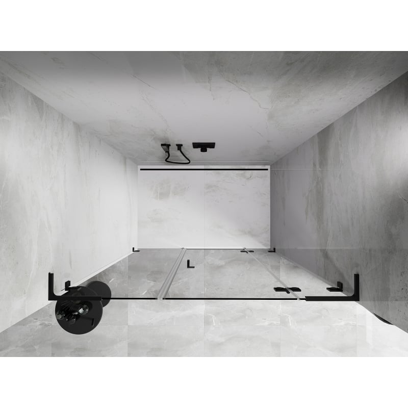 Mexen Lunar L porte de douche pivotante droite 130 cm, transparent, noir - 834SL-130-050-70-00-P