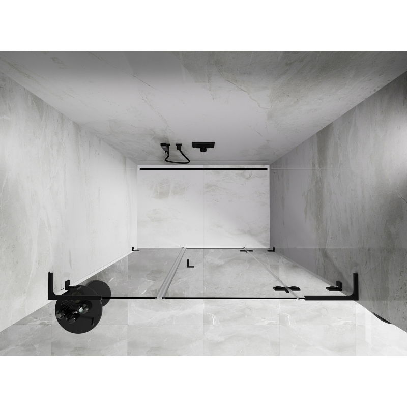 Mexen Lunar L porte de douche pivotante droit 135 cm, transparent, noir - 834SL-135-050-70-00-P