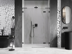 Mexen Lunar L porte de douche pivotante droite 145 cm, transparent, noir - 834SL-145-050-70-00-P