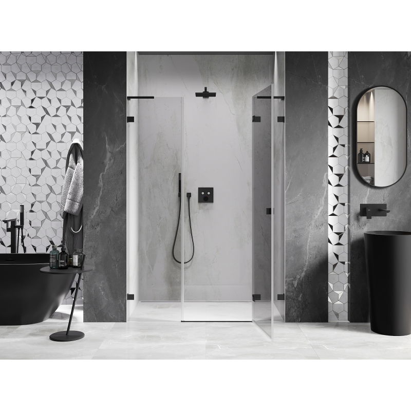 Mexen Lunar L porte de douche pivotante droite 155 cm, transparent, noir - 834SL-155-050-70-00-P