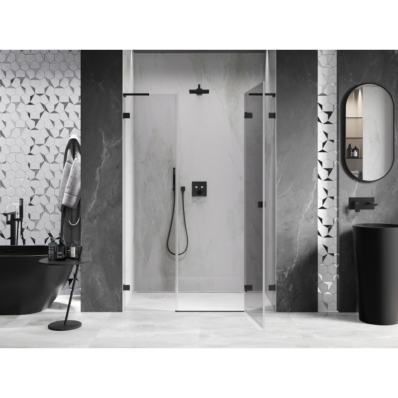 Mexen Lunar L porte de douche pivotante droite 160 cm, transparent, noir - 834SL-160-050-70-00-P