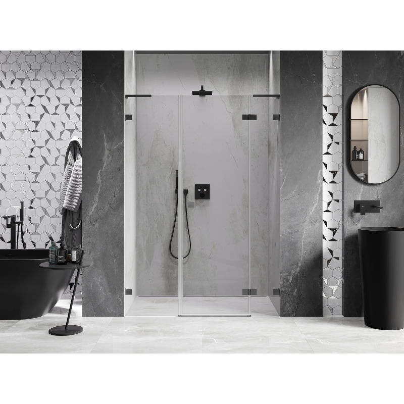Mexen Lunar L porte de douche pivotante droite 135 cm, transparent, métal gun - 834SL-135-050-95-00-P