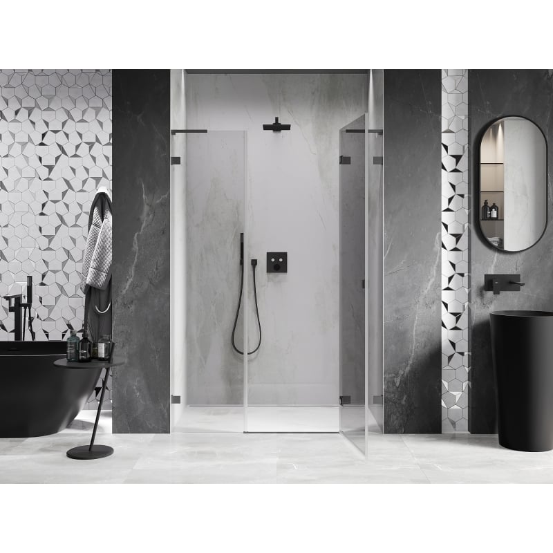 Mexen Lunar L porte de douche battante droite 150 cm, transparent, métal canon - 834SL-150-050-95-00-P