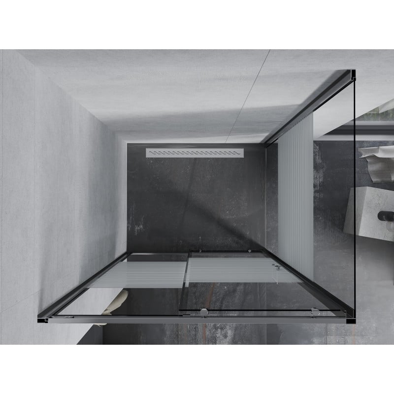 Mexen Apia cabine de douche coulissante 135 x 80 cm, bandes blanches, chrome - 840-135-080-01-20