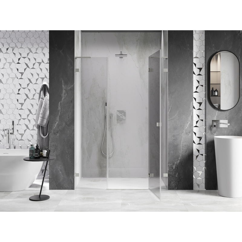 Mexen Lunar L porte de douche à ouverture vers la droite 120 cm, transparent, nickel brossé - 834SL-120-050-97-00-P