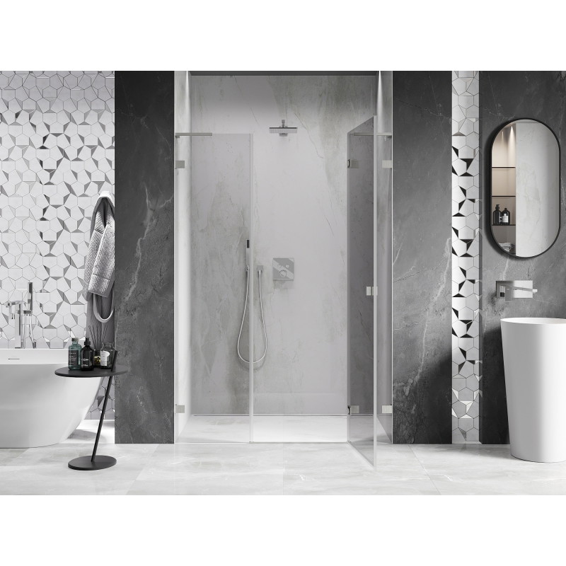 Mexen Lunar L porte de douche pivotante droite 145 cm, transparent, nickel brossé - 834SL-145-050-97-00-P
