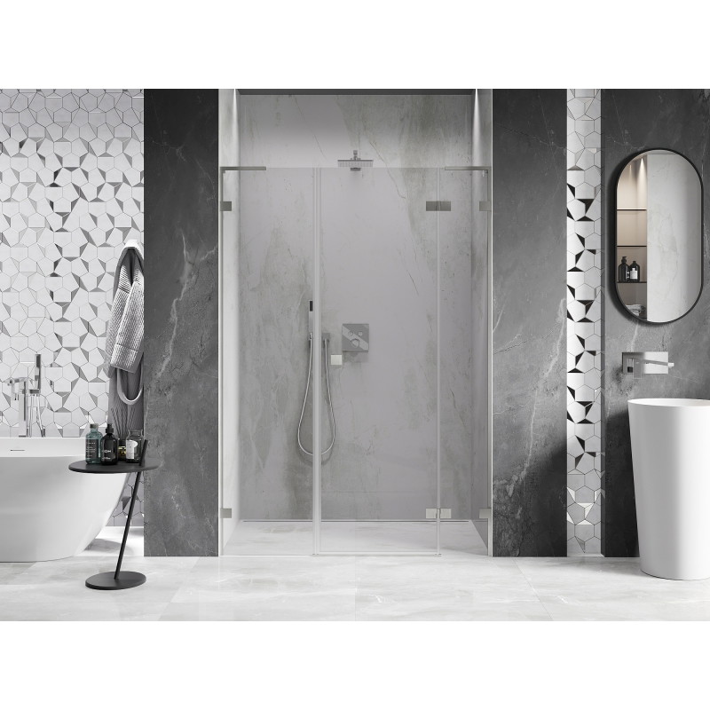 Mexen Lunar L porte de douche pivotante droite 145 cm, transparent, nickel brossé - 834SL-145-050-97-00-P