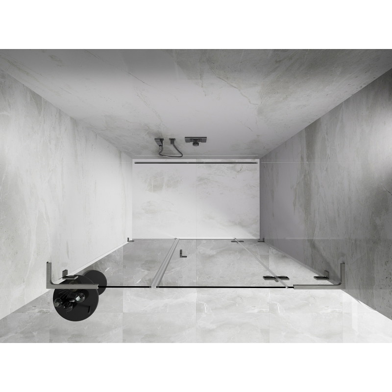 Mexen Lunar L porte de douche pivotante droite 145 cm, transparent, nickel brossé - 834SL-145-050-97-00-P