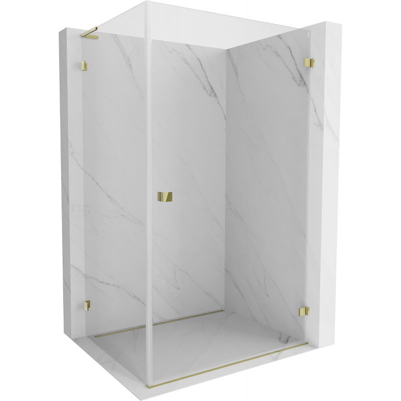 Mexen Lunar-B L cabine de douche pivotante droite 100 x 90 cm, transparente, dorée - 832L-100-090-50-00-P