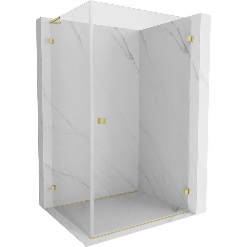 Mexen Lunar-B L cabine de douche pivotante droite 75 x 70 cm, transparent, or brossé - 832L-075-070-55-00-P