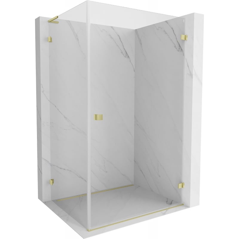 Mexen Lunar-B L cabine de douche pivotante droite 95 x 70 cm, transparent, or brossé - 832L-095-070-55-00-P