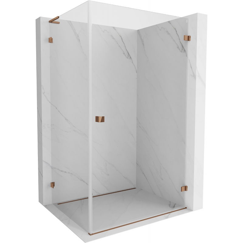 Mexen Lunar-B L cabine de douche à pivot droite 80 x 70 cm, transparent, or rose - 832L-080-070-60-00-P