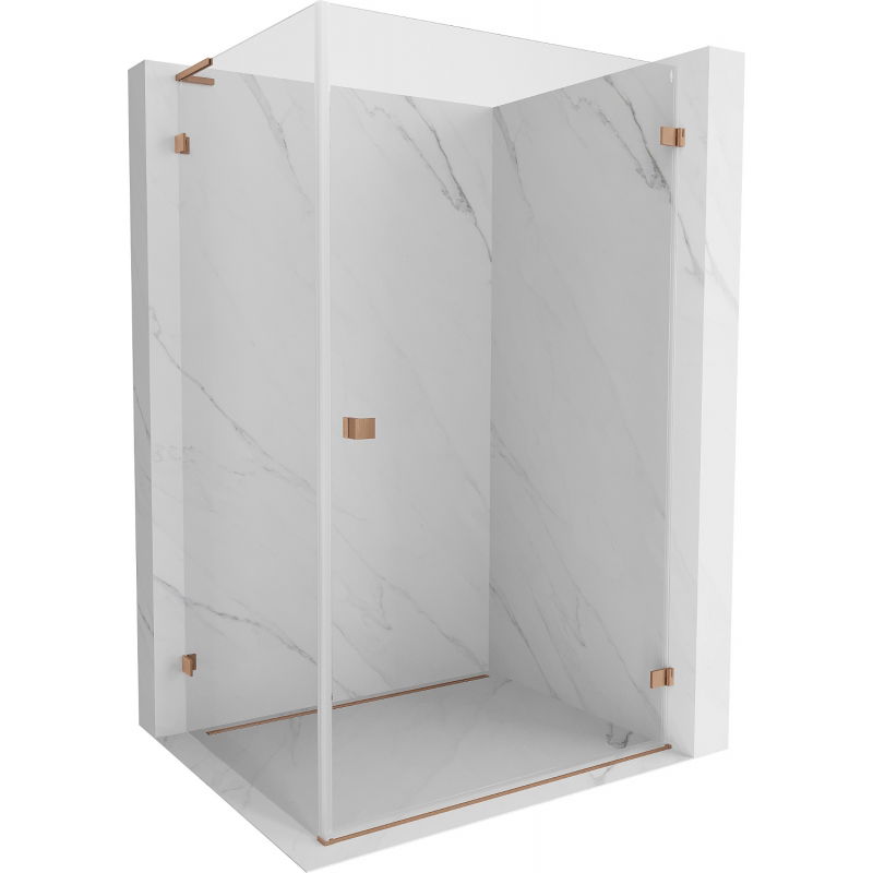 Mexen Lunar-B L cabine de douche pivotante droite 85 x 70 cm, transparent, cuivre brossé - 832L-085-070-65-00-P