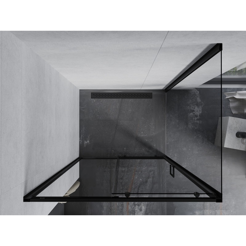 Mexen Apia cabine de douche coulissante 135 x 80 cm, transparente, noire - 840-135-080-70-00