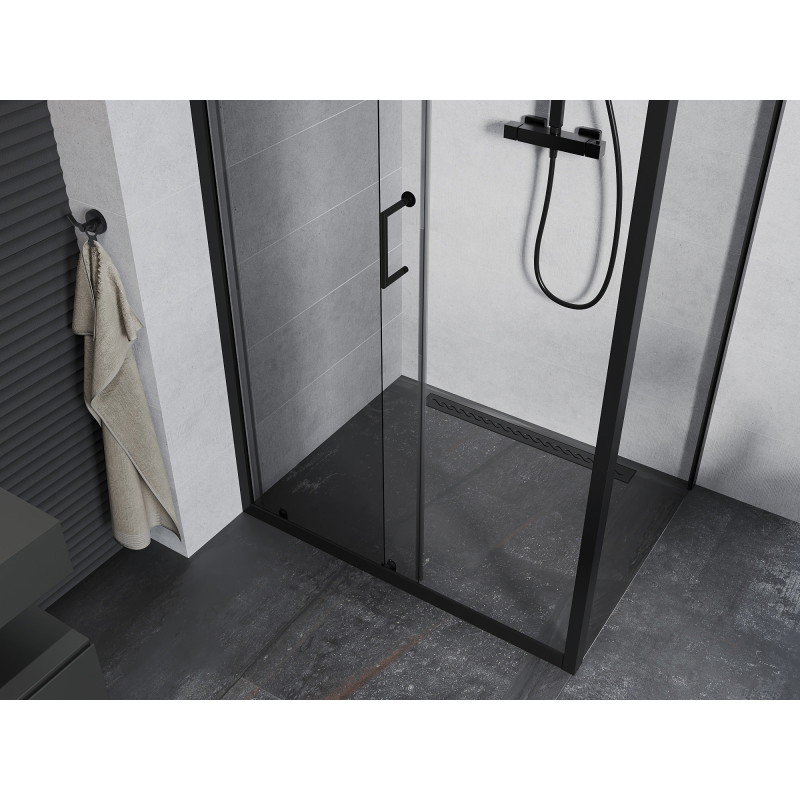 Mexen Apia cabine de douche coulissante 135 x 80 cm, transparente, noire - 840-135-080-70-00