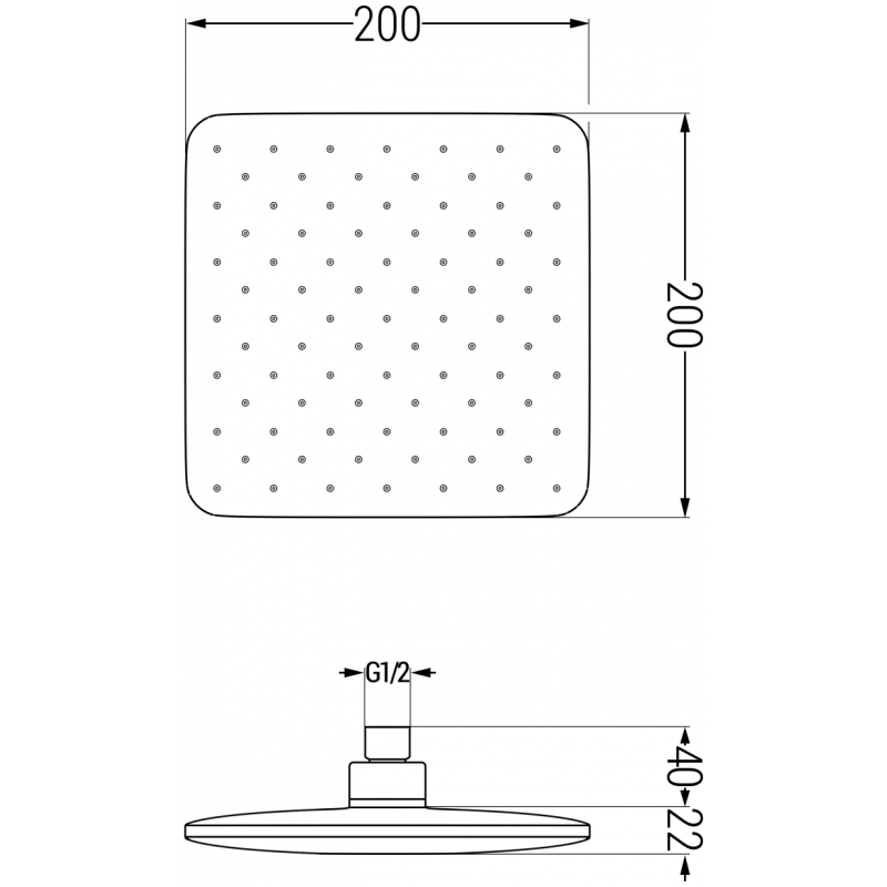 Mexen D-62 pomme de douche 20x20 cm, noire - 79762-70