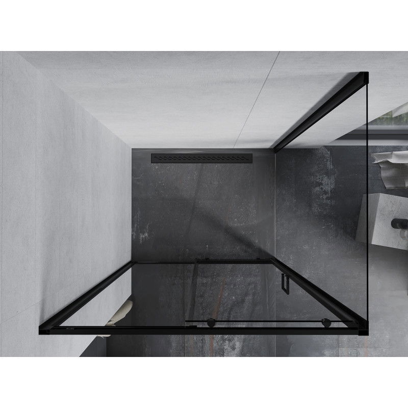 Mexen Apia cabine de douche coulissante 135 x 100 cm, transparente, noire - 840-135-100-70-00