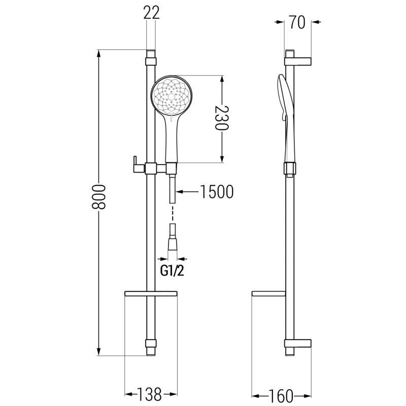 Mexen DQ74 ensemble de douche coulissant, chromé - 785744581-00