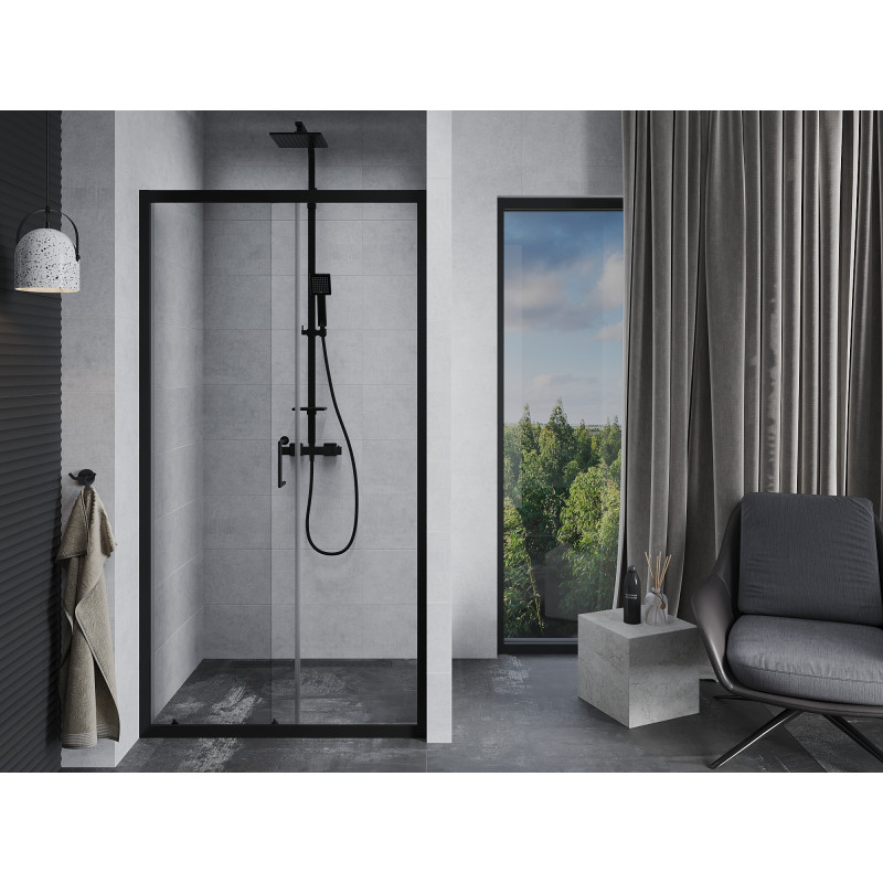 Mexen Apia portes de douche coulissantes 150 cm, transparentes, noires - 845-150-000-70-00