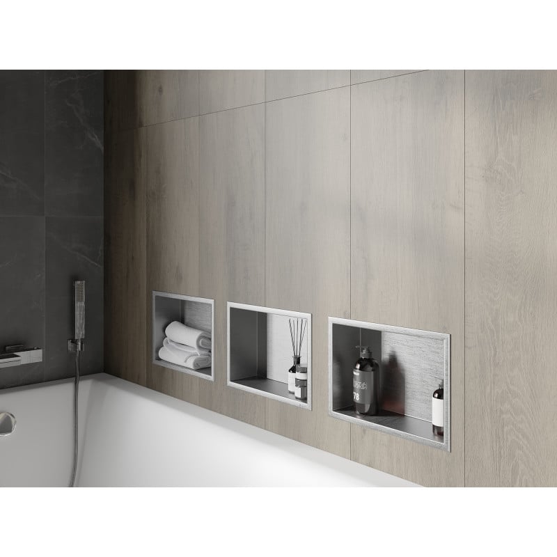 Mexen X-Wall-R étagère encastrée avec rebord 30 x 20 cm, inox - 1910302010