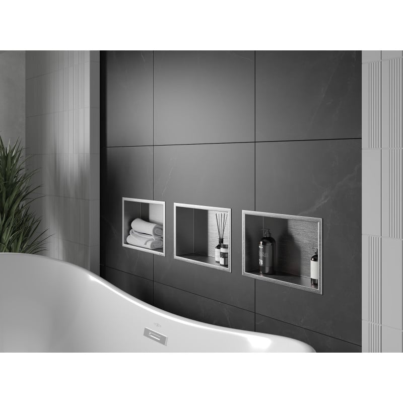 Mexen X-Wall-R étagère encastrée avec rebord 30 x 20 cm, inox - 1910302010