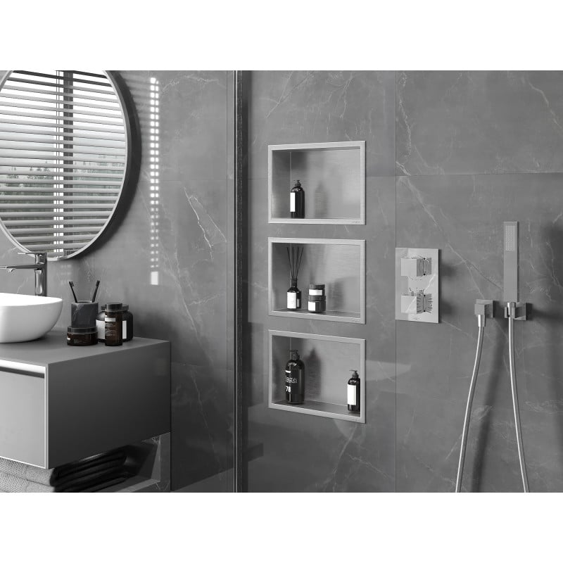 Mexen X-Wall-R étagère encastrée avec rebord 30 x 20 cm, inox - 1910302010