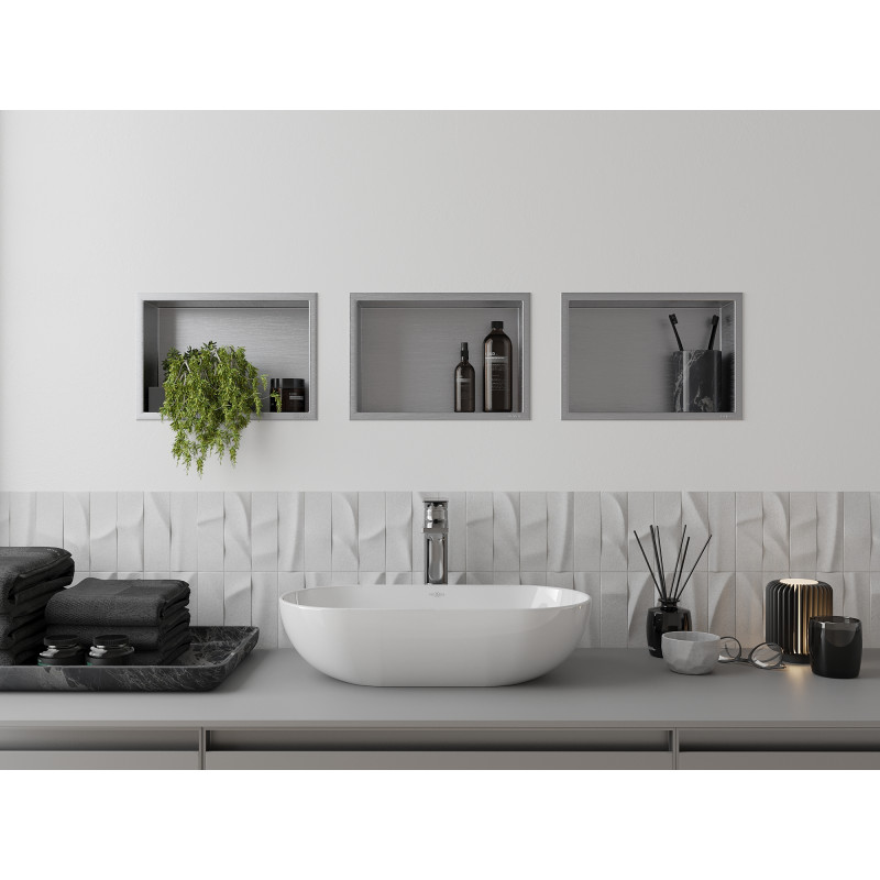 Mexen X-Wall-R étagère encastrée avec rebord 30 x 20 cm, inox - 1910302010