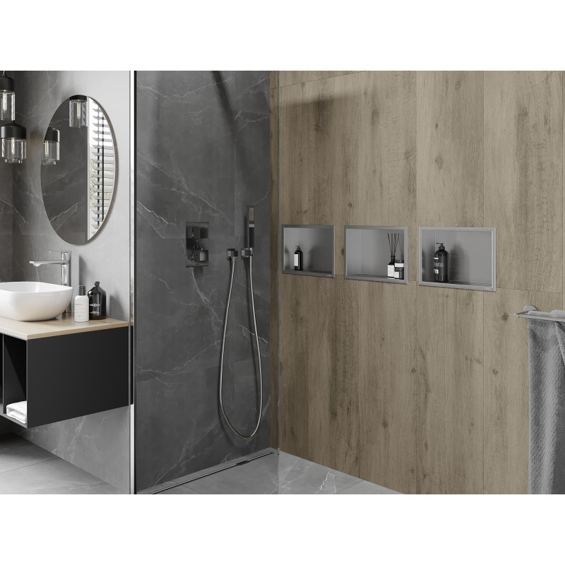 Mexen X-Wall-R étagère encastrée avec rebord 30 x 20 cm, inox - 1910302010