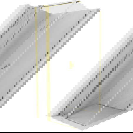 Mexen Mist T cabine de douche pivotante 100 x 100 cm, transparent, dorée - 8A4T-100-100-50-00