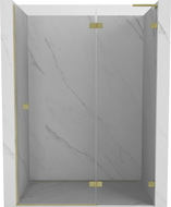 Mexen Lunar L porte de douche pivotante droite 130 cm, transparent, or brossé - 834L-130-000-55-00-P