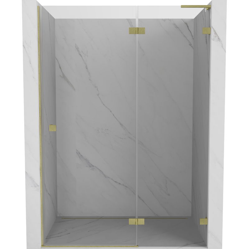 Mexen Lunar L porte de douche pivotante droite 135 cm, transparent, or brossé - 834L-135-000-55-00-P