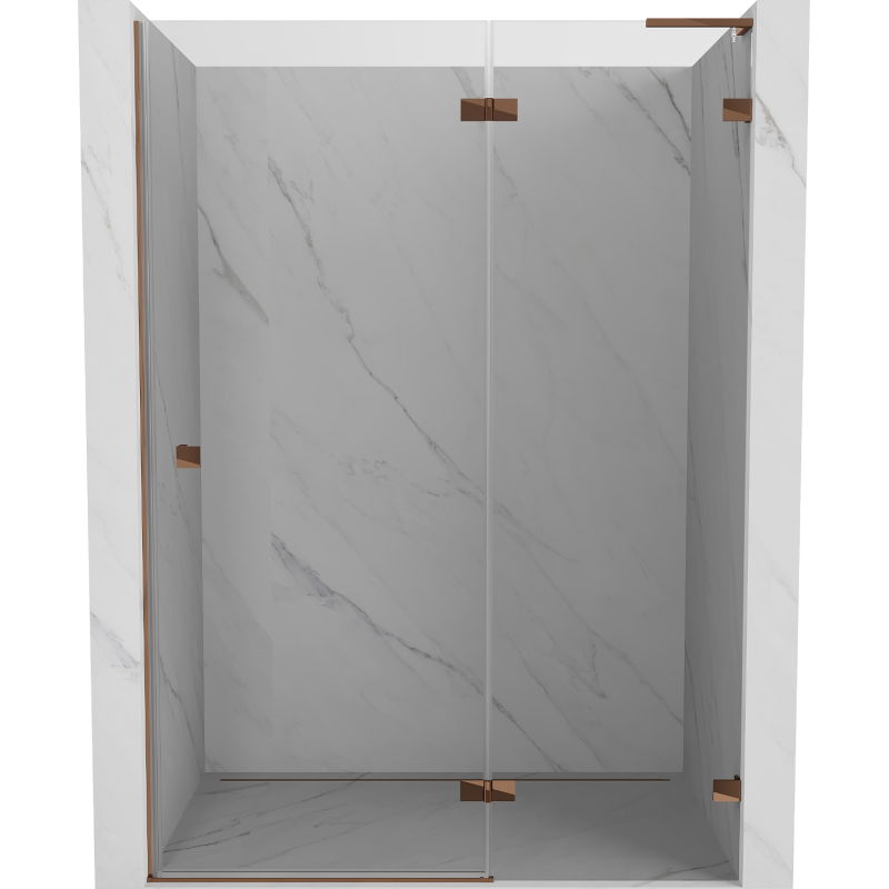 Mexen Lunar L portes de douche pivotantes droites 135 cm, transparent, or rose - 834L-135-000-60-00-P