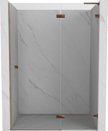 Mexen Lunar L porte de douche battante droite 135 cm, transparent, or rose - 834L-135-000-60-00-P