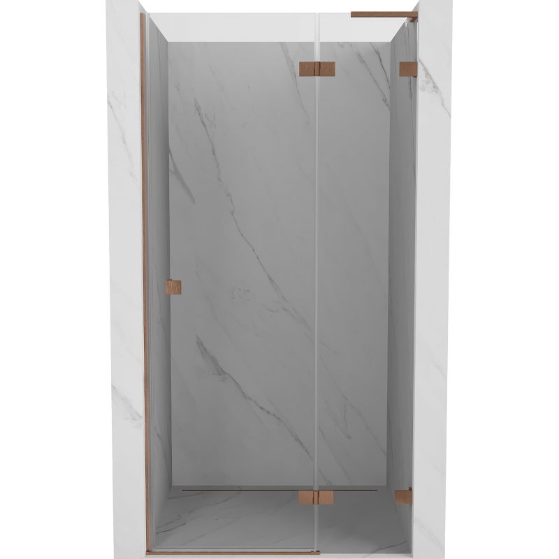 Mexen Lunar L porte de douche battante droite 115 cm, transparent, cuivre brossé - 834L-115-000-65-00-P