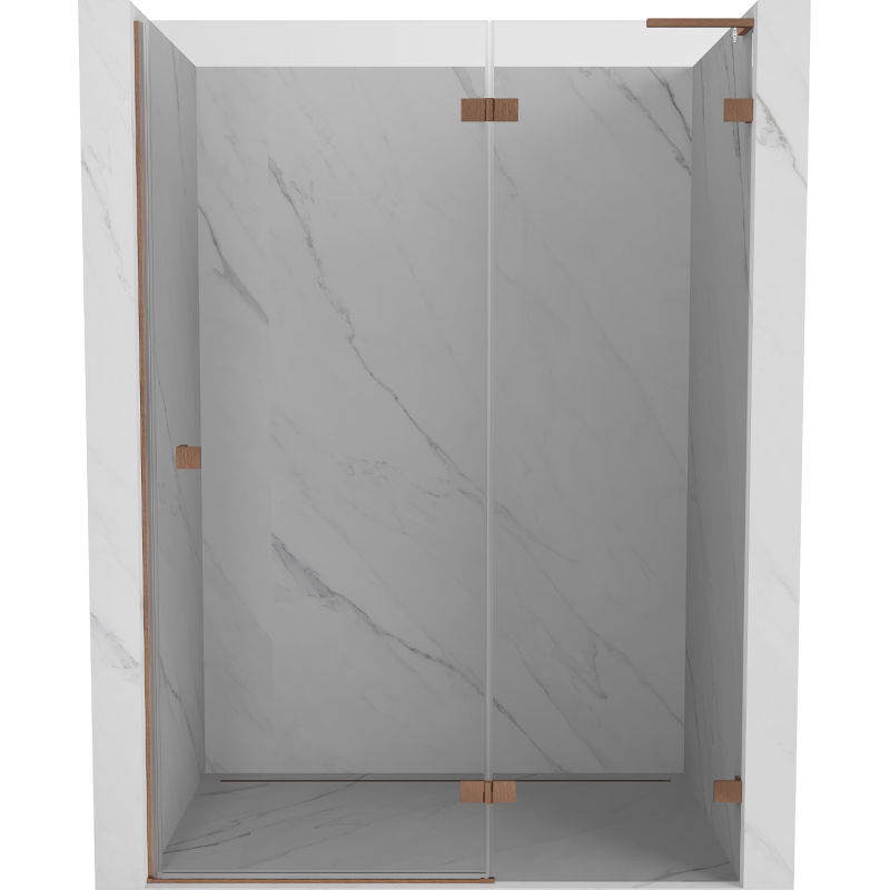 Mexen Lunar L porte de douche pivotante droite 135 cm, transparent, cuivre brossé - 834L-135-000-65-00-P