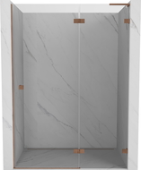 Mexen Lunar L porte de douche pivotante droite 135 cm, transparent, cuivre brossé - 834L-135-000-65-00-P