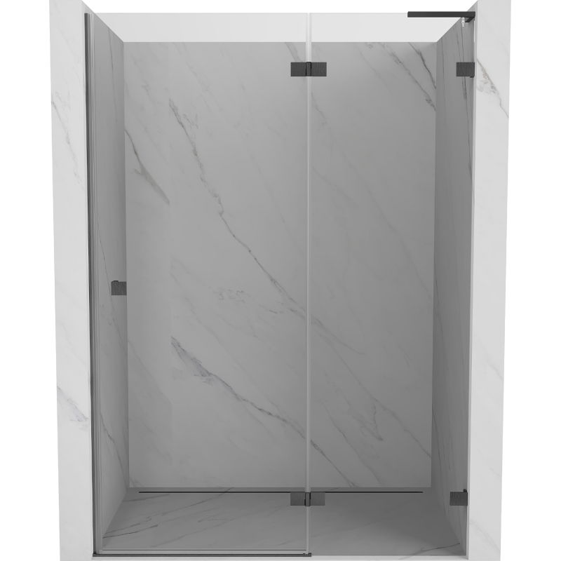 Mexen Lunar L porte de douche pivotante droite 140 cm, transparent, gris canon brossé - 834L-140-000-66-00-P