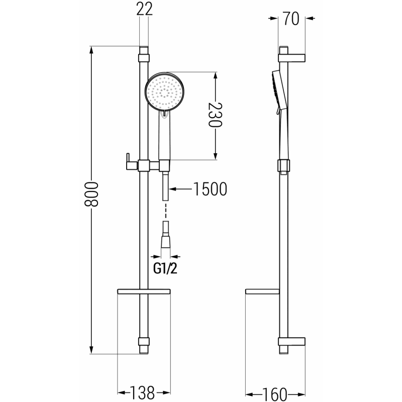 Mexen DQ75 ensemble de douche coulissant, chromé - 785754581-00