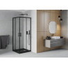Mexen Rio cabine de douche carrée 70 x 70 cm, transparent, noire + receveur Flat, noir - 860-070-070-70-00-4070B